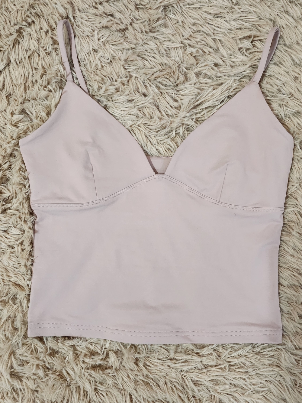 REORIA Butsmooth® Womens Sexy V-Neck, Blush Double Lined Cropped Tank Top